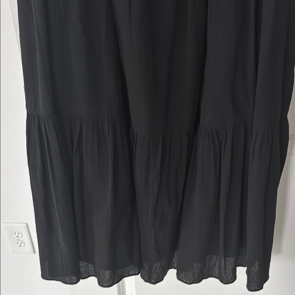 Madewell Tie Strap Tiered Midi Black Dress - Picture 9 of 9